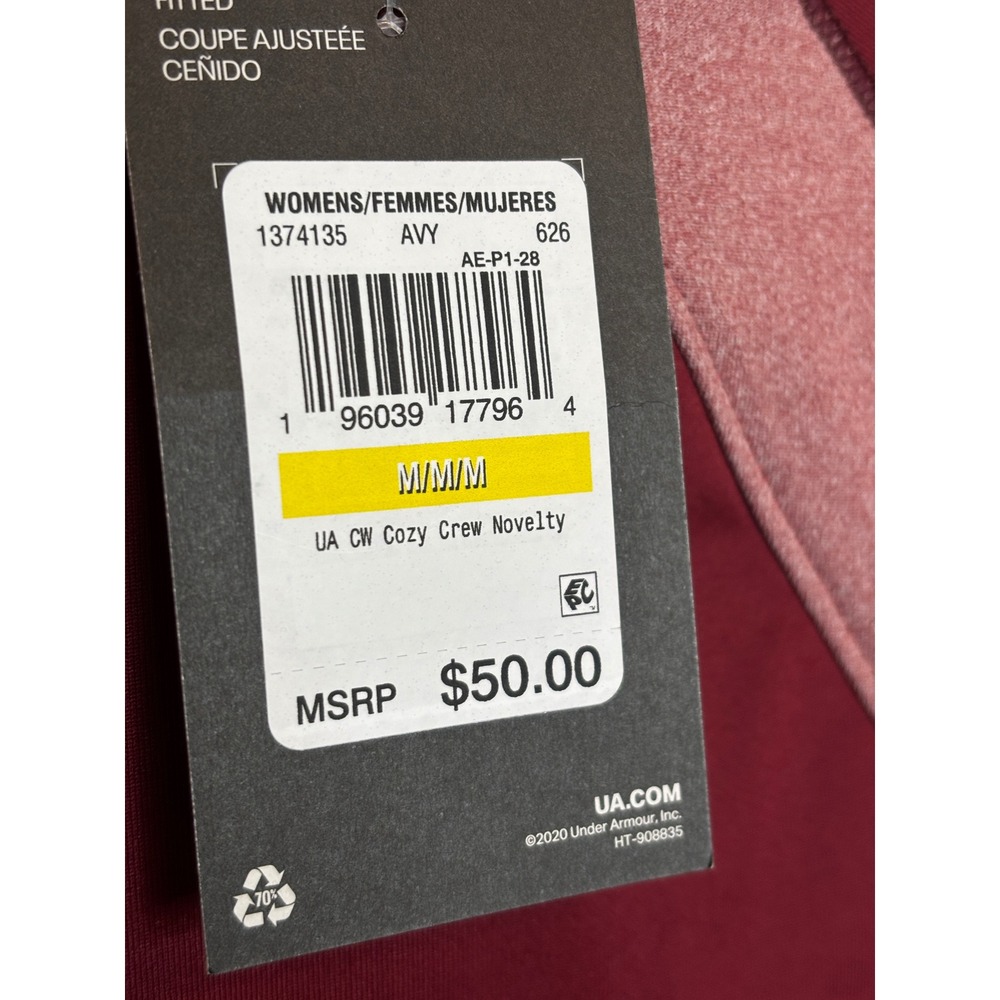 Under Armour Womens Cozy Crew Novelty ColdGear Top Maroon Pink 1374135 Medium - Picture 6 of 10